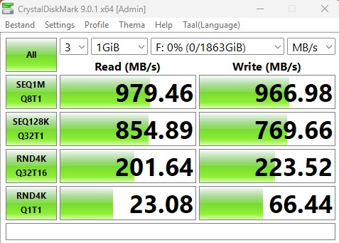 speed WD SN750 in external enclosure usb c 10Gb.jpg