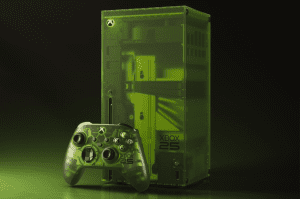 Bild zu Gameconsoles: Xbox viert 25ste verjaardag met doorzichtige groene Xbox Series X en controller